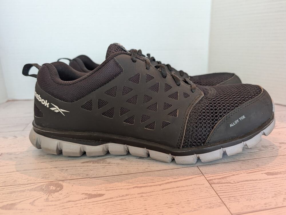 Reebok Sublite Cushion Mens Size 10.5 Black Gray Alloy Toe Safety Work Shoes